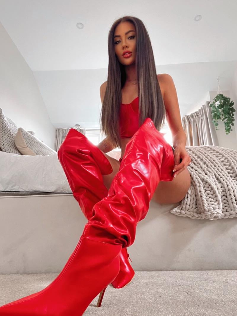 Red latex boots hottie