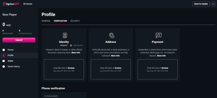 Online casino account verification with fast payout