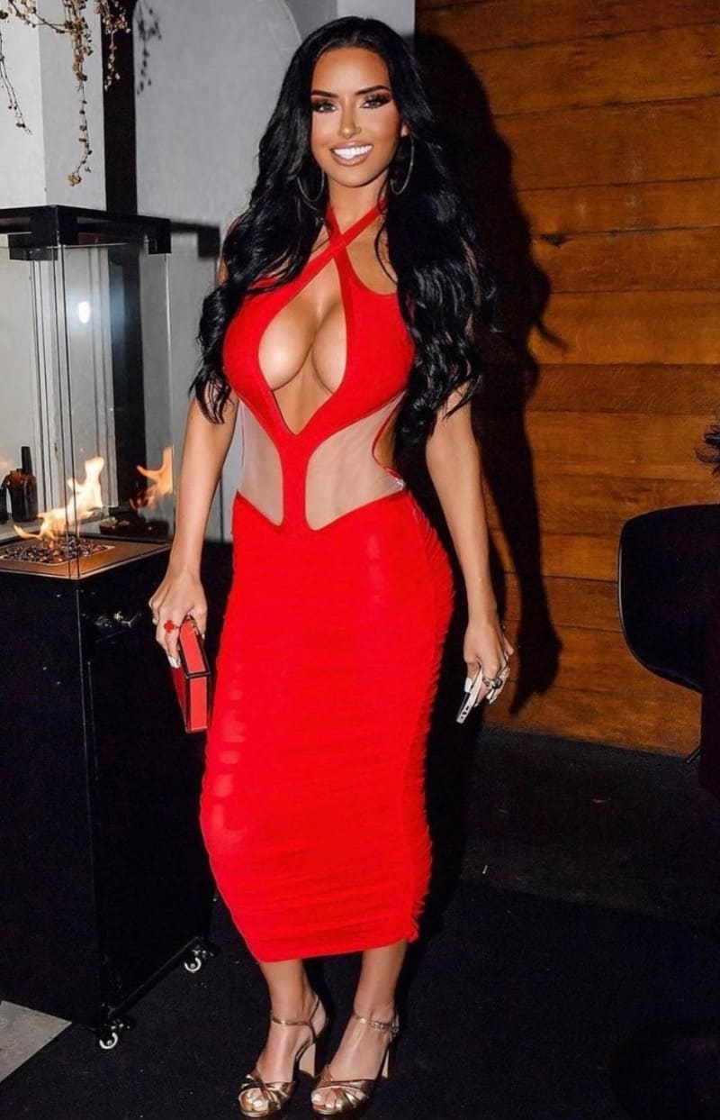 Abigail in sexy dress with massive tits
