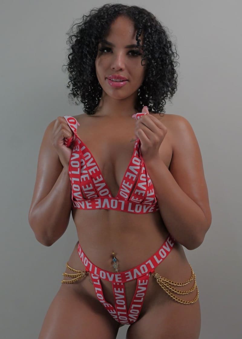 Babe in red lingerie