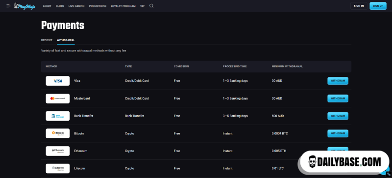 PlayMojo Withdrawal instant payout