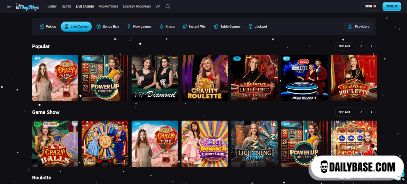 Live games at casino website