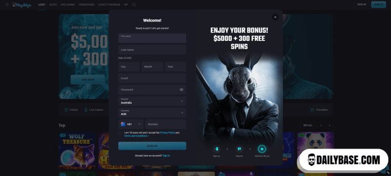 PlayMojo register an account crypto casino