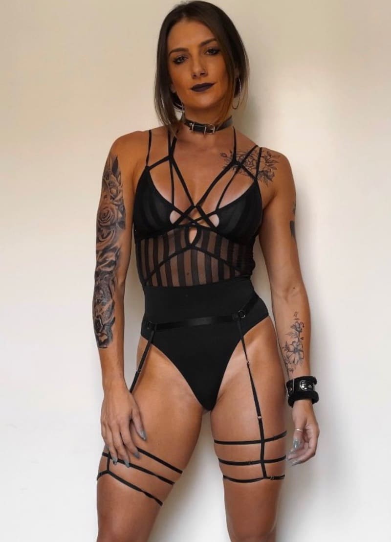 Sarah in black lingerie