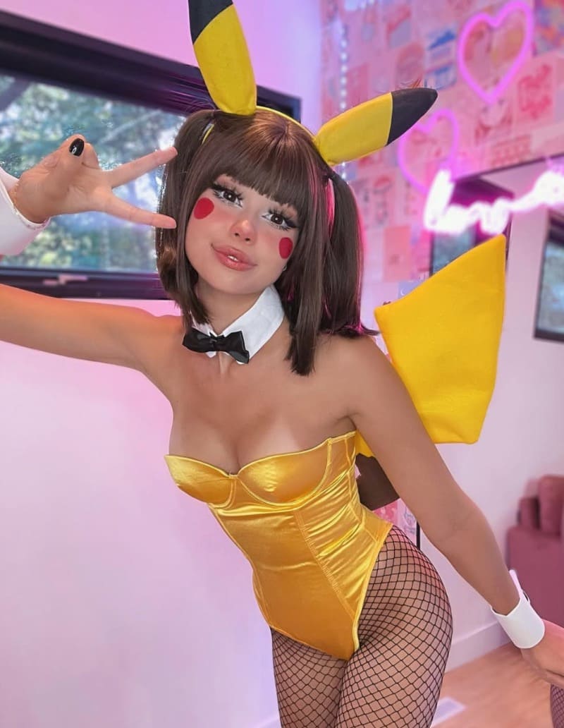 Nikki in pikachu outfit