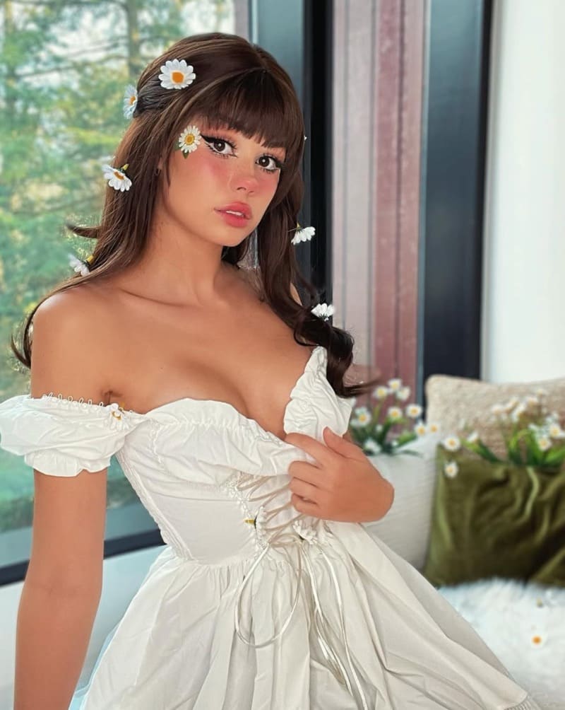 Nikki in white dress