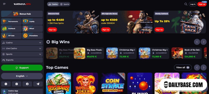 KatanaSpin casino main page