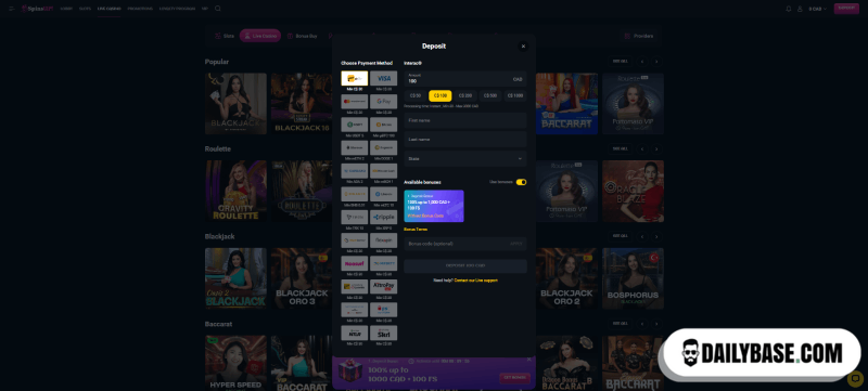 deposit in CA online casino