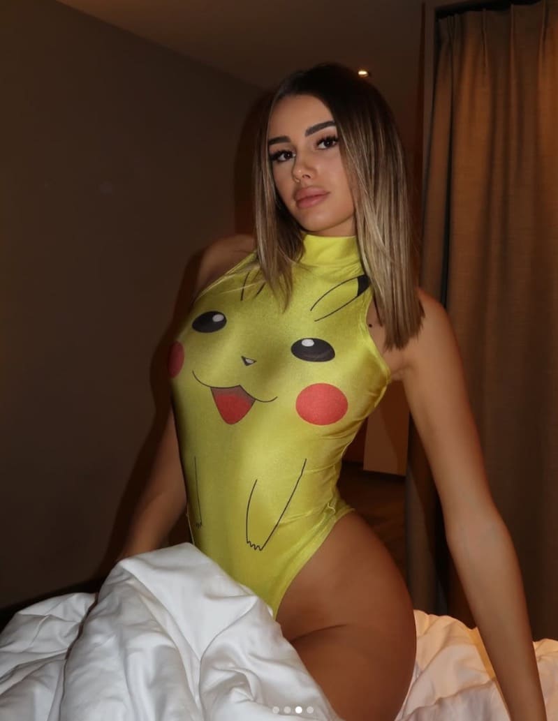 Giulia in pikachu outfit