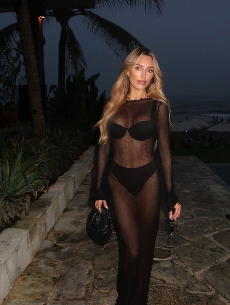 Babe in black see through dres