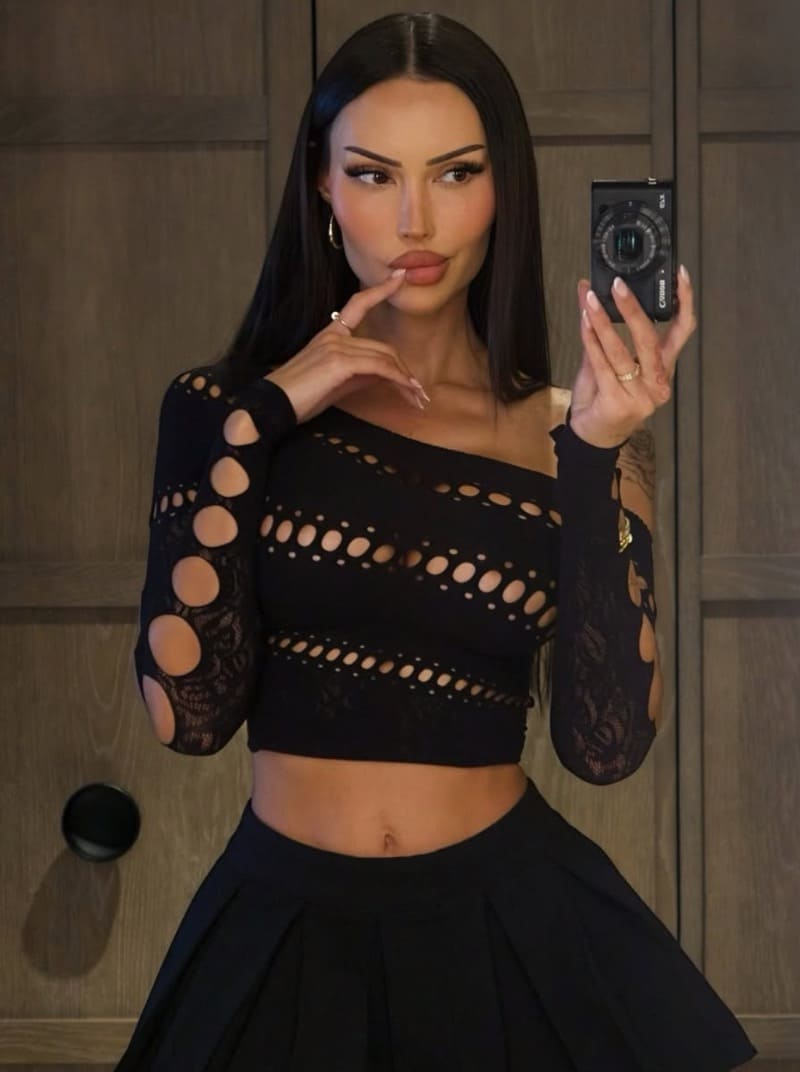 Annelese in sexy black outfit