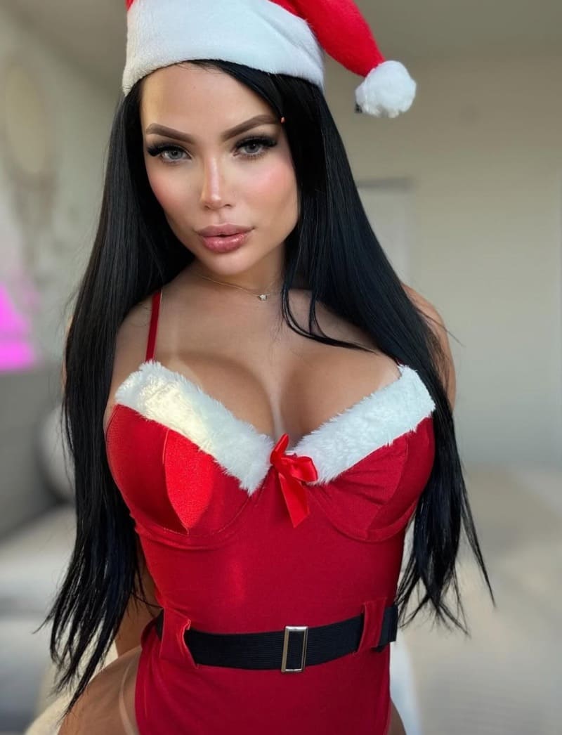 Selena in santa lingerie
