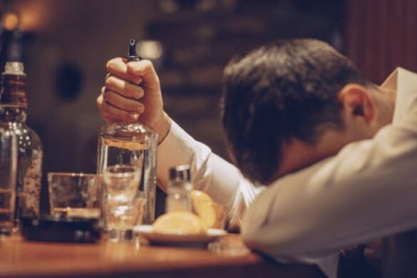 Person drinking depressed