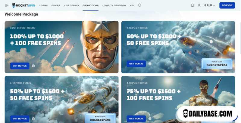 Bonuses at Rocketspin Casino