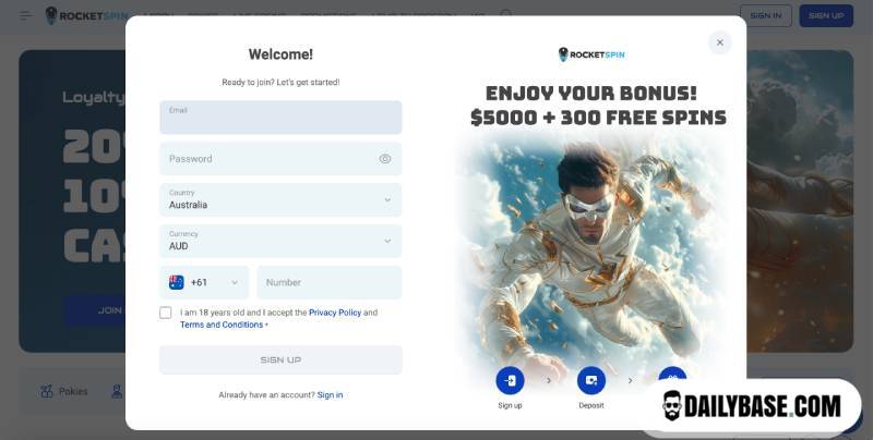 Sign up RocketSpin Online Casino