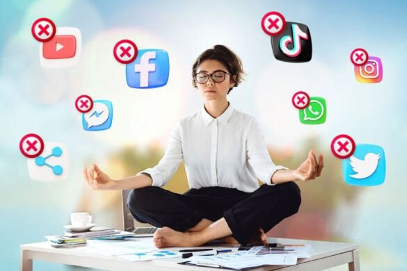 Digital Detox woman is meditating