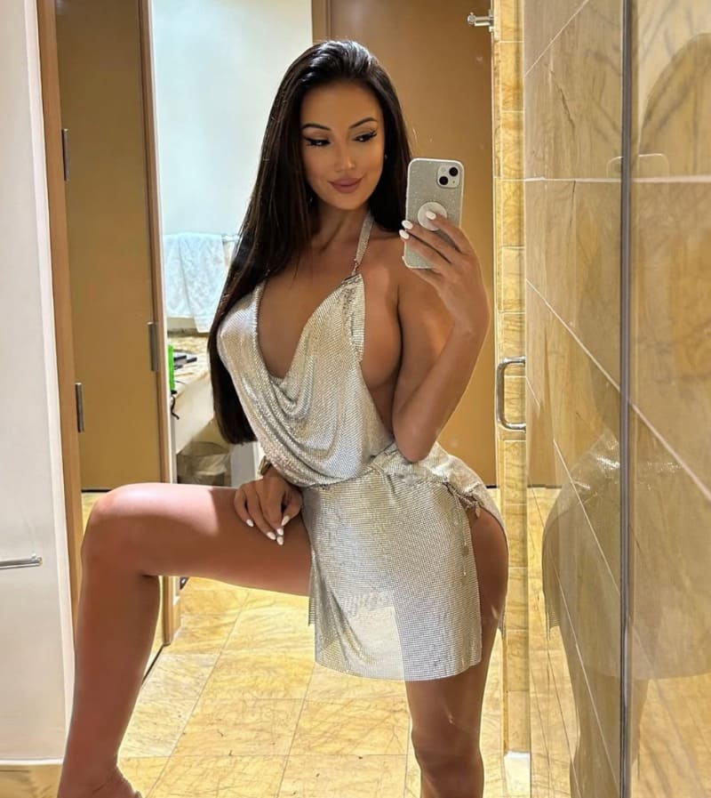 Anet in sexy white dress