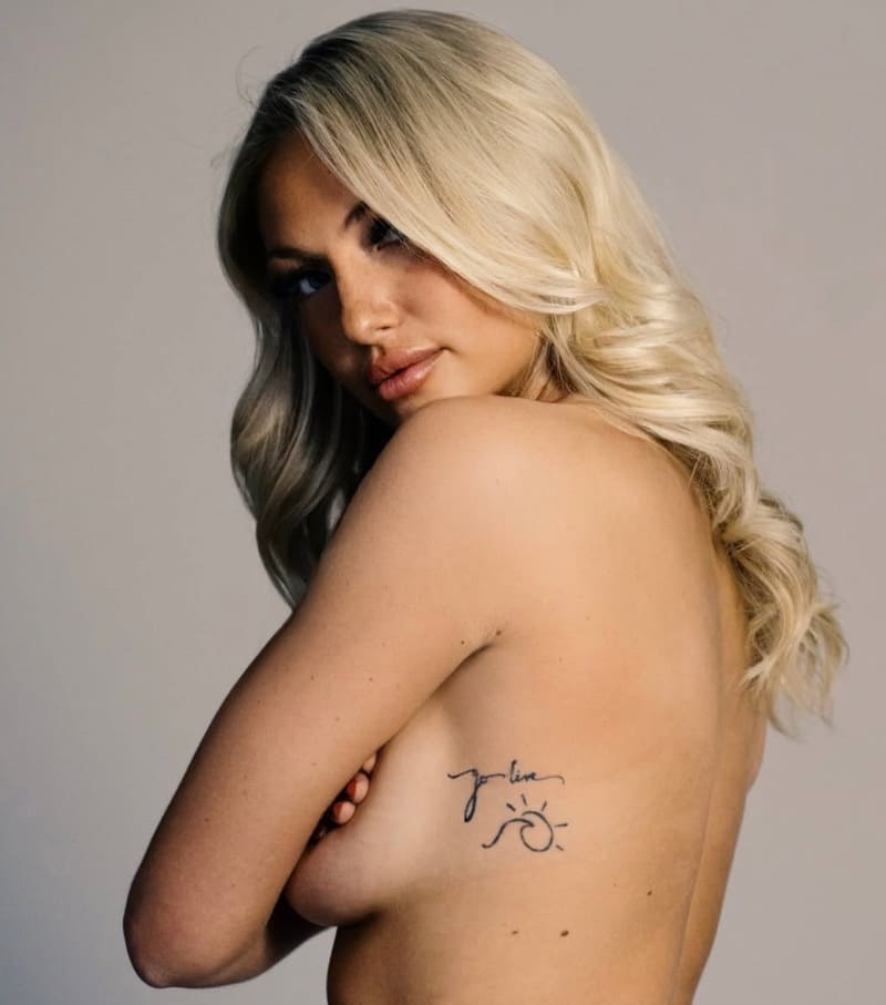 Morgan nude with hands on tits