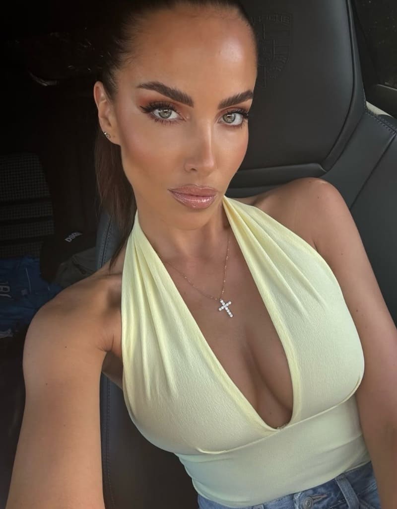 Sexy brunette in yellow top