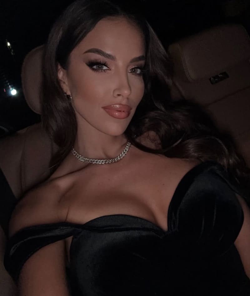 Hot brunette in sexy tight dress