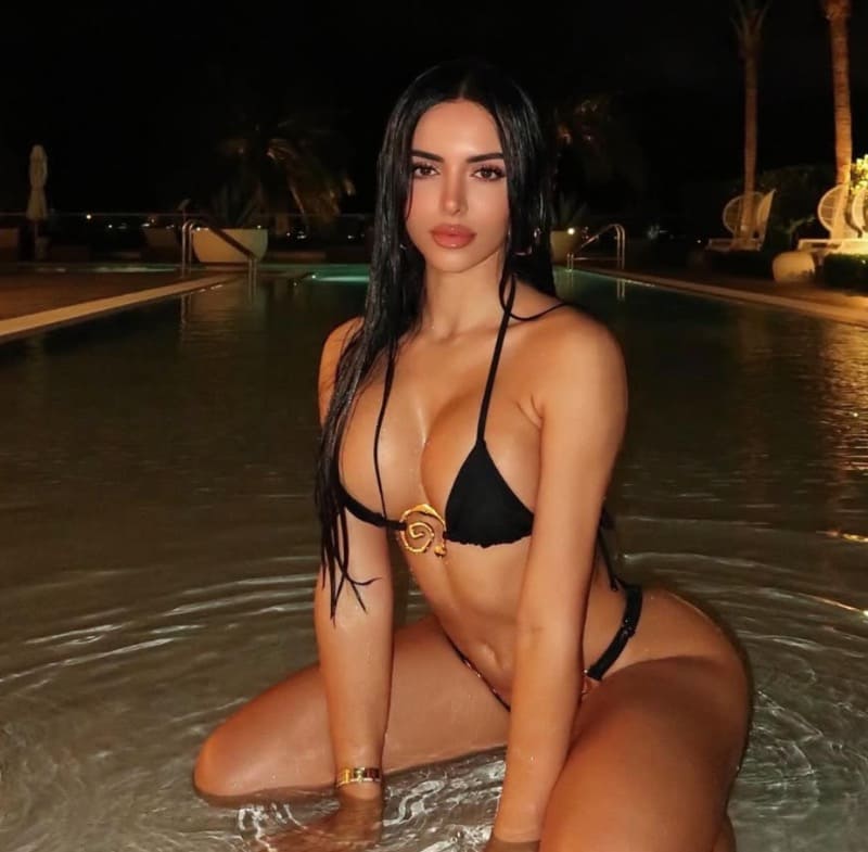 Sexy brunette in black bikini