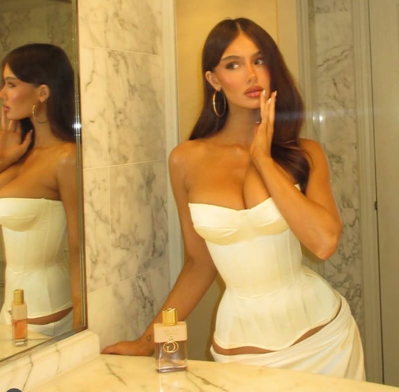 Babe in white dress