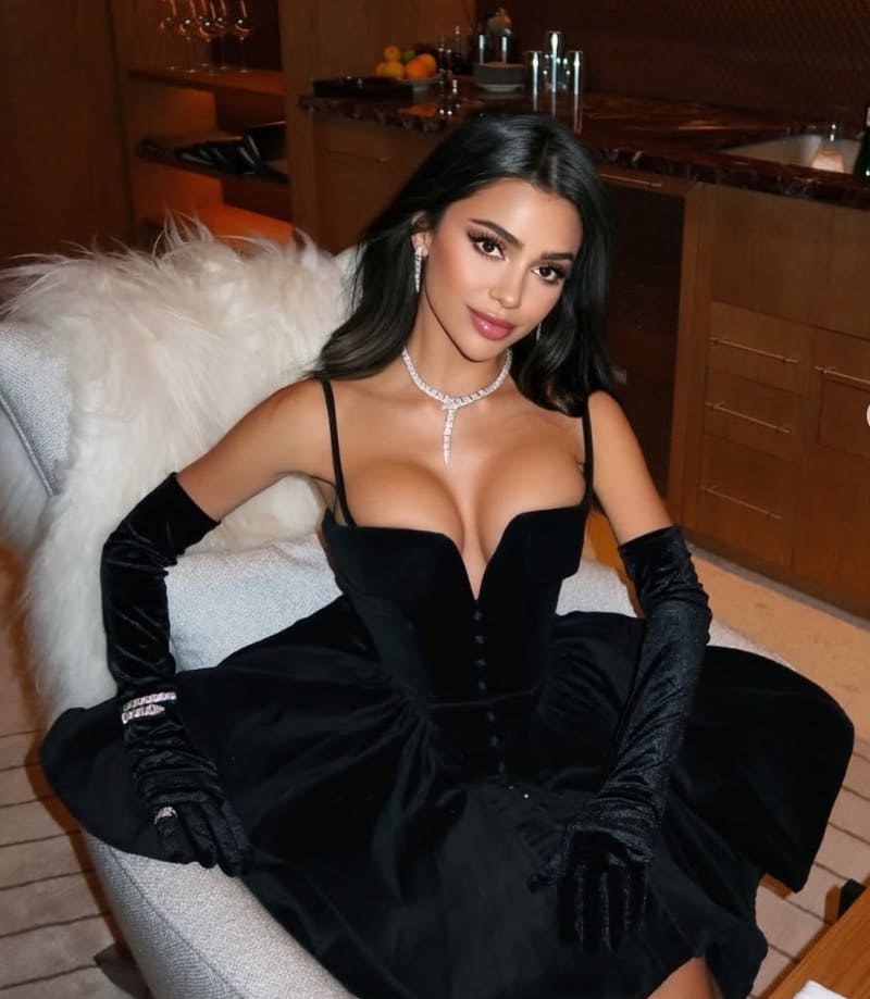 Karina in sexy black dress