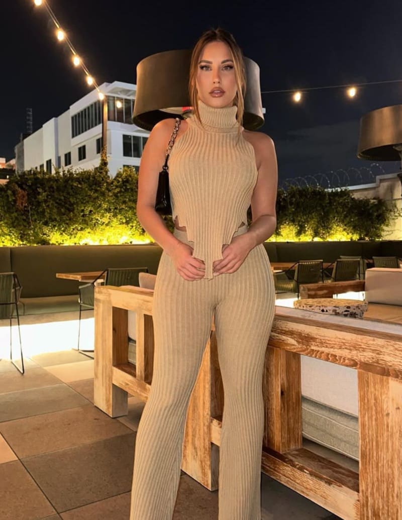 Katrina in sexy beige outfit