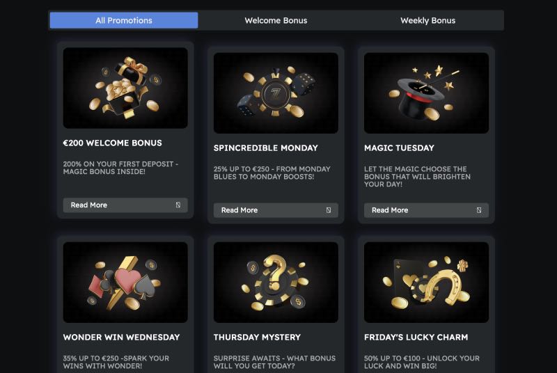Different types of bonuses in casinos 2025