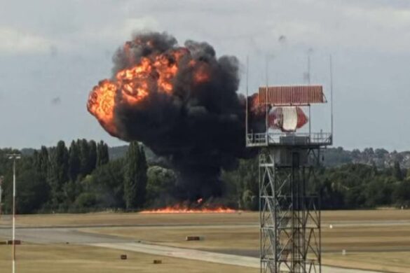 Fireball after plane crash Southend Airport
