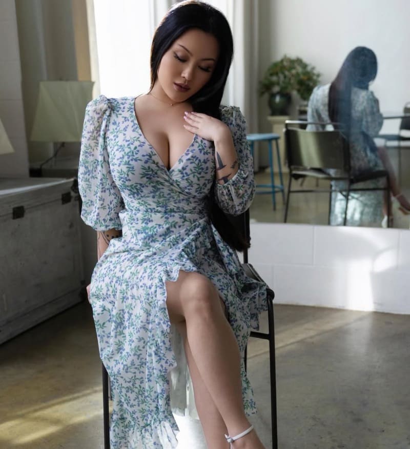 Babe in blue dress
