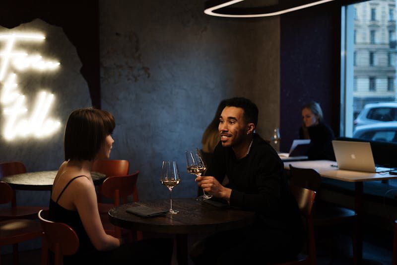 Man and woman talking