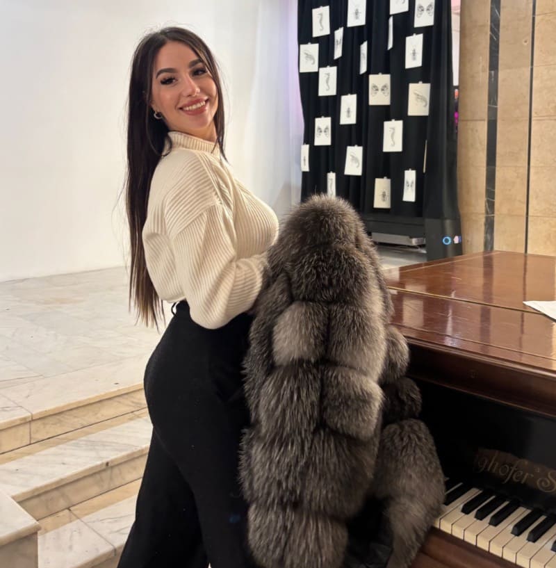 Sexy brunette with fur coat