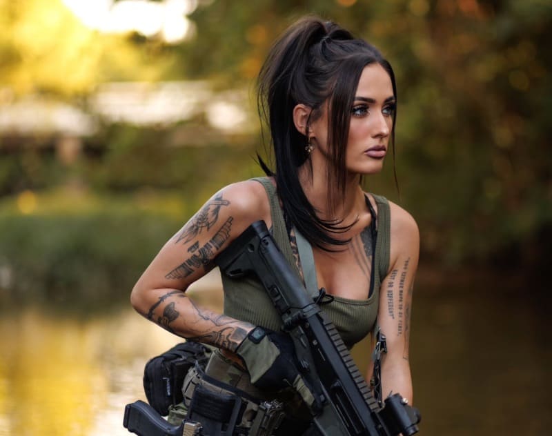 Babe in army outfit
