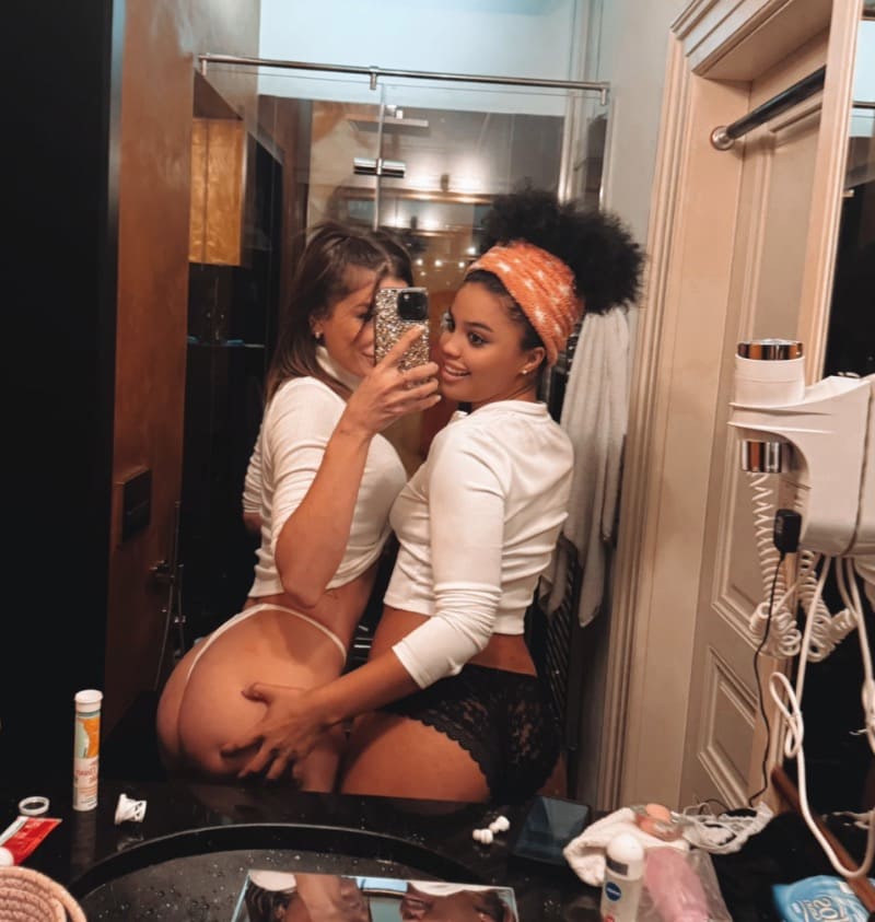 Sexy girls in bathroom with nude butts