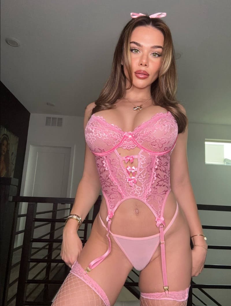 Tahlia in pink lingerie