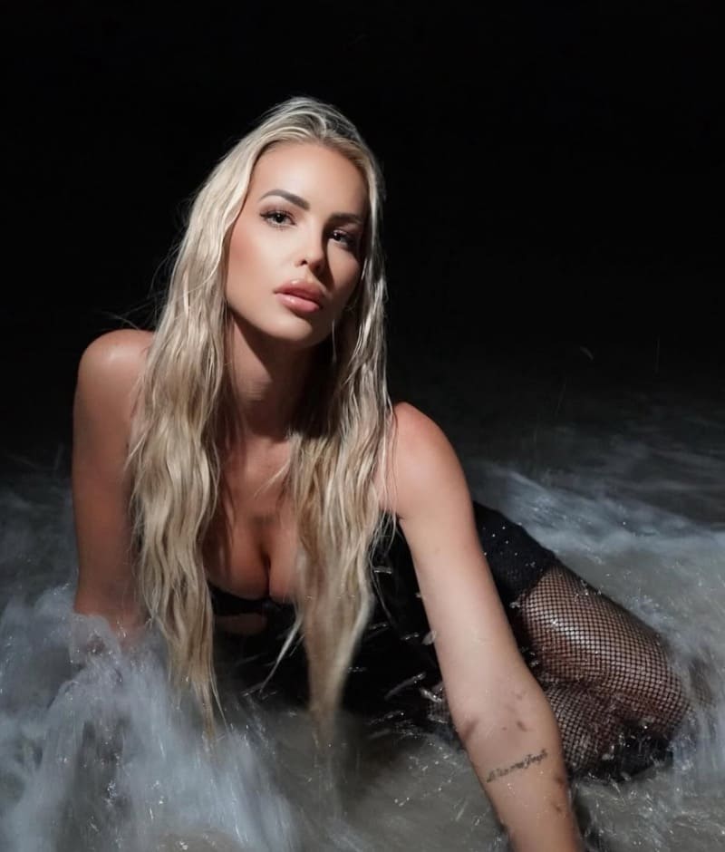 Sexy hot blonde on beach