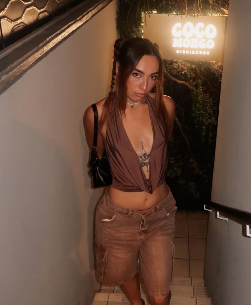 Sexy babe in brown outfit