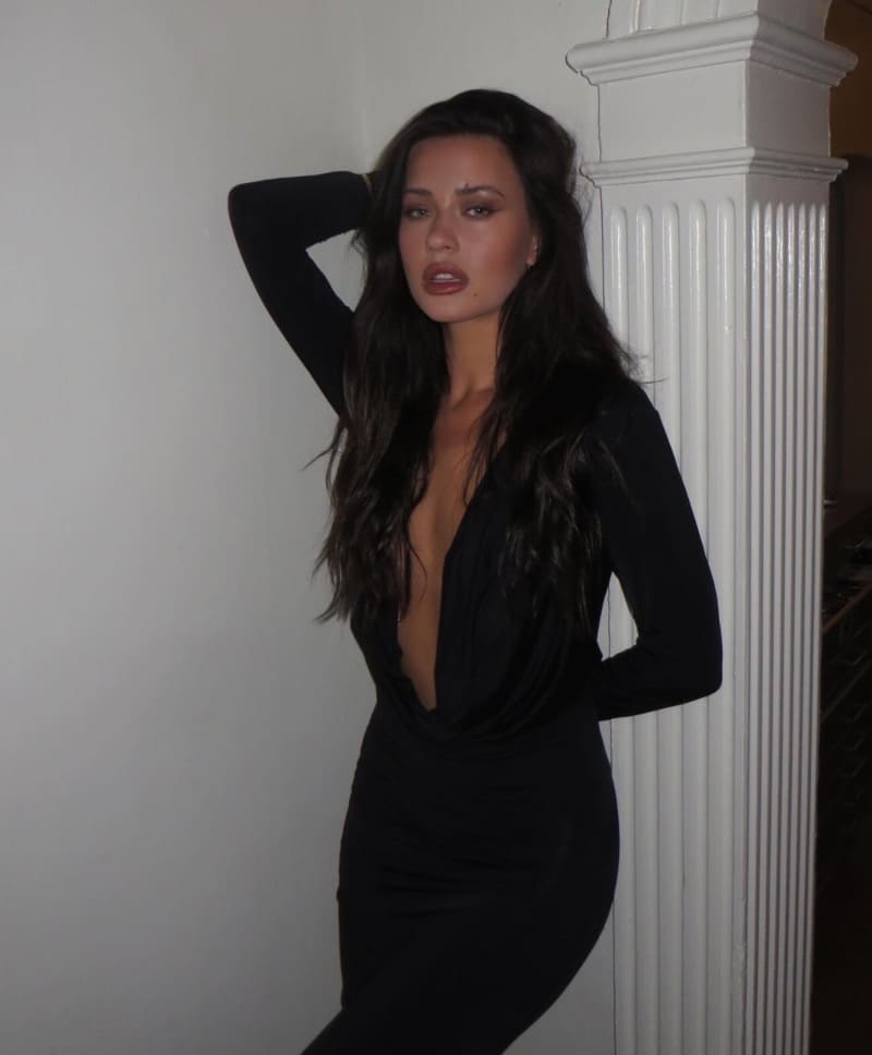 Babe in tight black outfit