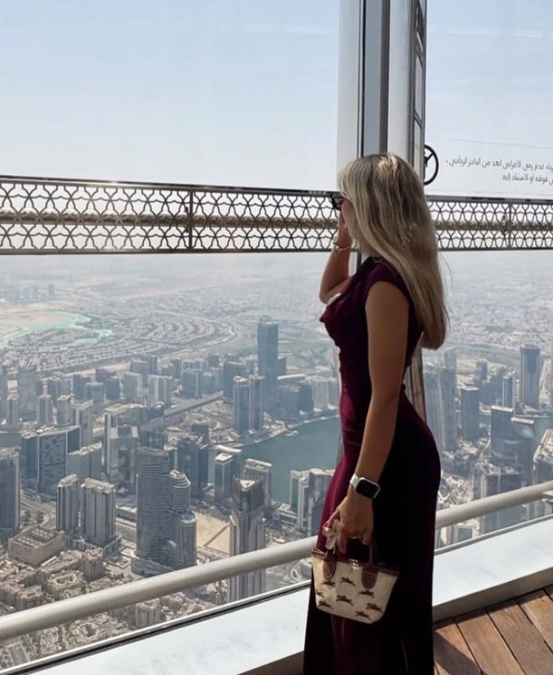Beatriz on vacation in stunning dress