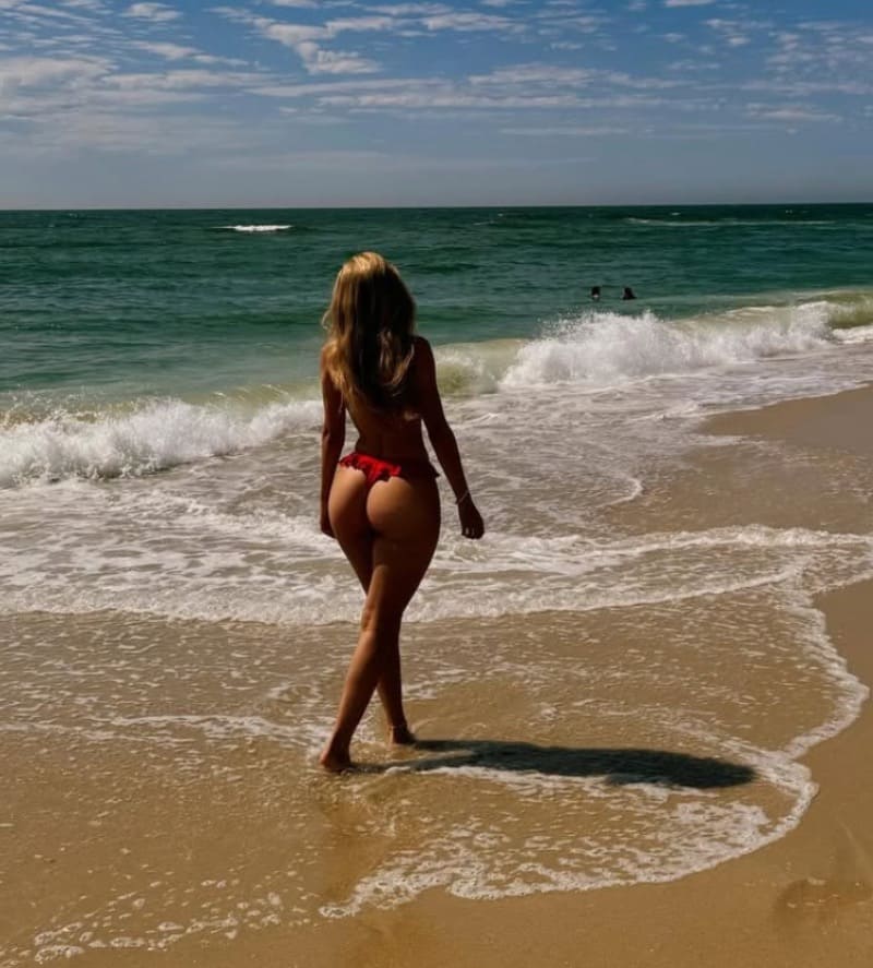 Beatriz on beach in bikini