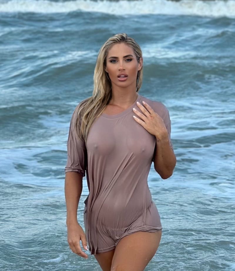 Karin in sexy grey outfit