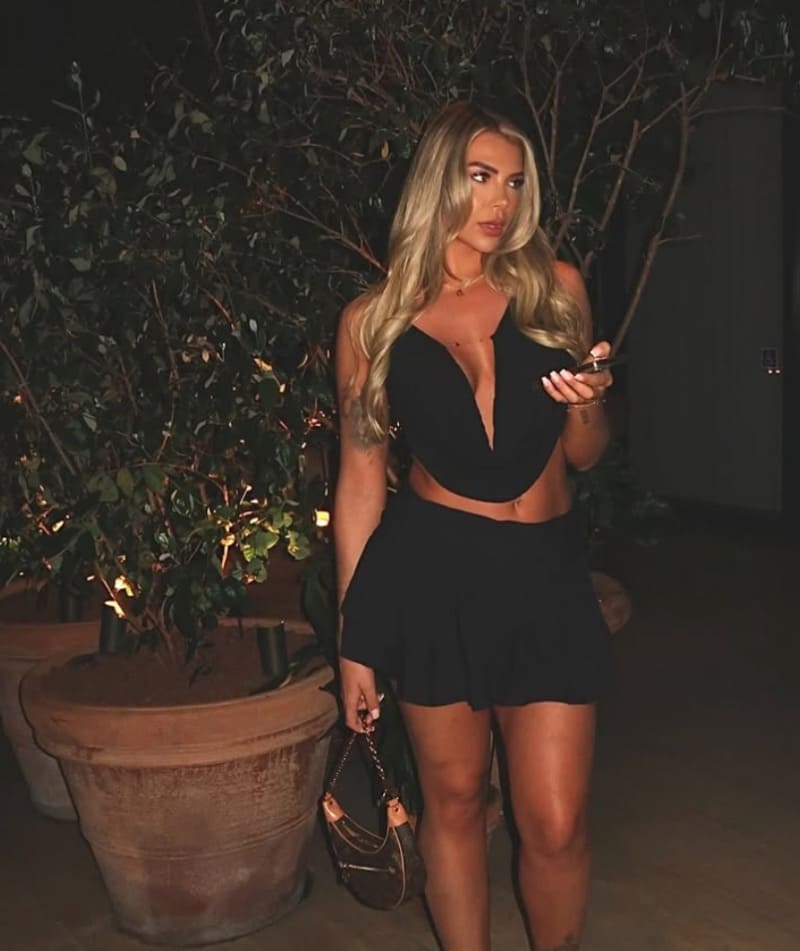 Sexy blonde in hot dress