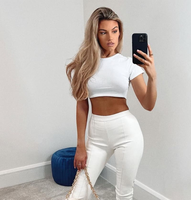 Kimberly in sexy white outfit
