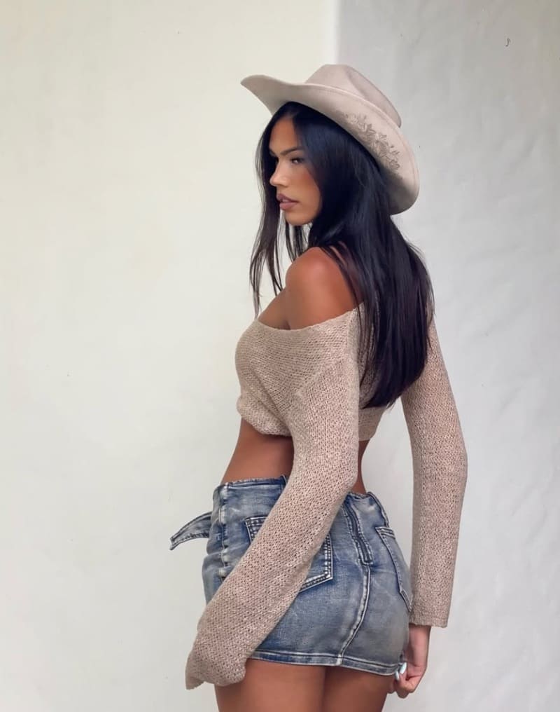 Sexy brunette dressed like a cowgirl