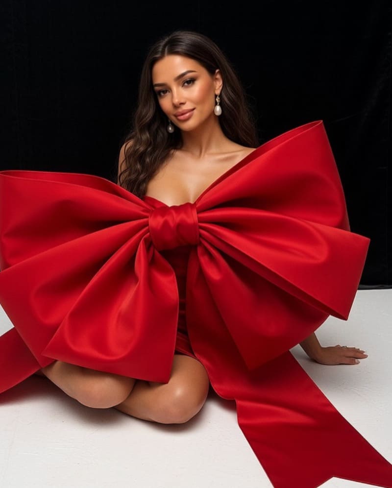 Jirina in red bow dress