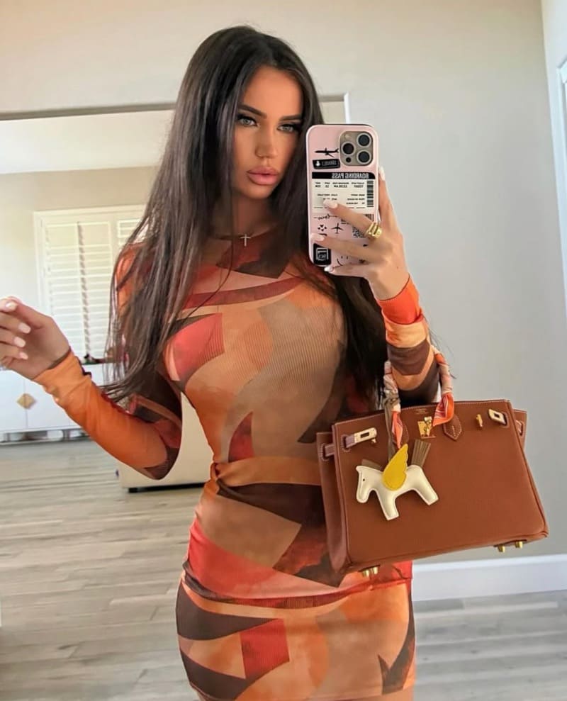 Sexy brunette in tight dress