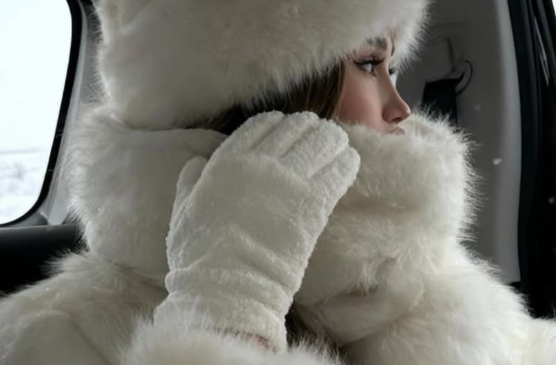Sexy model in fluffy hat