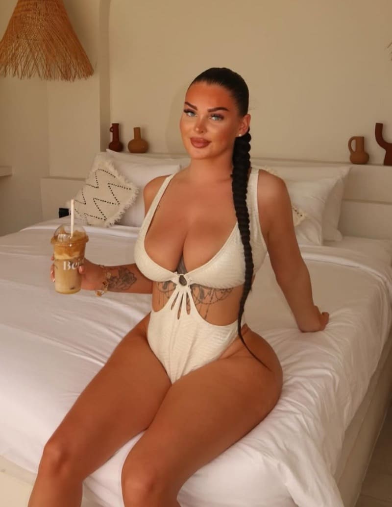 Sexy model in white bikini