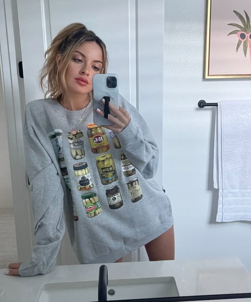 Sexy blonde with oversized hoodie